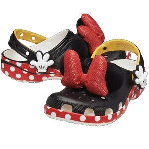NEW Crocs Size J6 Kids (Fits Women's 7.5/8) Minnie Mouse Classic Clog, Black/Red
